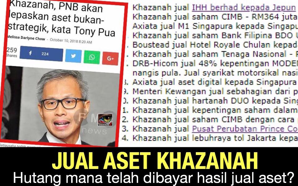 Hutang negara bertambah, hutang mana yang telah dibayar balik hasil jual aset Khazanah?