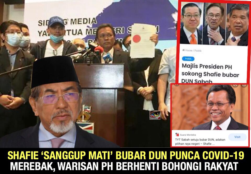 Shafie 'Sanggup Mati' bubar DUN punca COVID-19 merebak, Warisan PH berhenti bohongi rakyat